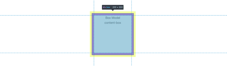 Box with default box-sizing 'content-box' and a width of 222 pixels.