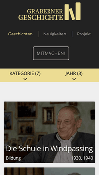 Screenshot Graberner GeschichteN stories on mobile device